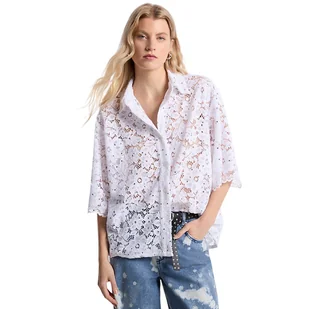 camicie donna michael kors - studded floral lace shirt - bianco - Koszule damskie - miniaturka - grafika 1