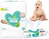 Chusteczki nawilżane - PAMPERS Chusteczki Nawilżane Sensitive 4 x 80 szt. - miniaturka - grafika 1