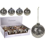 Bombki - Bombka szklana dekorowana z złotymi cekinami ciemnoniebieska 8 cm mix - miniaturka - grafika 1