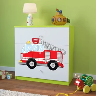 KocotKids Komoda do pokoju dziecięcego, babydreams, straż pożarna, 81 cm, zielona - Komody dla dzieci - miniaturka - grafika 1