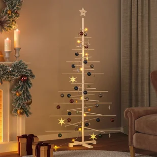 vidaXL Drewniana choinka do udekorowania, 180 cm, lite drewno sosnowe - Choinki - miniaturka - grafika 1