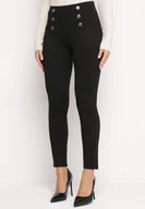 Spodnie damskie - Czarne Spodnie z Wysokim Stanem i Gumką w Pasie Belcanto - miniaturka - grafika 1