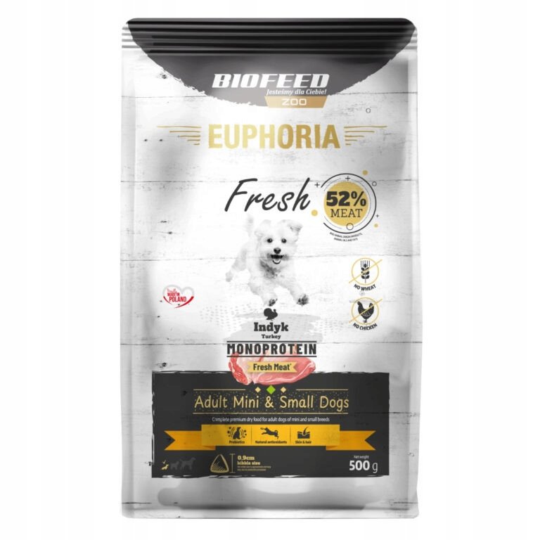 BIOFEED Euphoria Fresh Adult Mini & Small Monoprotein Indyk - sucha karma dla psa - 8kg