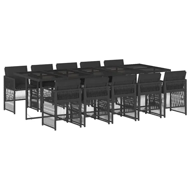 Zestaw mebli ogrodowych czarny, rattan PE, 275 x 106 x 73 cm