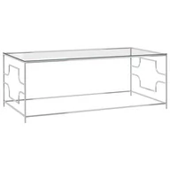 Ławy i stoliki kawowe - vidaXL Stolik kawowy, srebrny, 120x60x45 cm, stal nierdzewna i szkło vidaXL - miniaturka - grafika 1