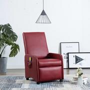 Fotele - vidaXL Elektryczny fotel do masażu, regulacja, czerwone wino, ekoskóra - miniaturka - grafika 1