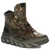 Botki damskie - Maciejka Botki Damskie Na Platformie Złota Oliwka-39 - miniaturka - grafika 1