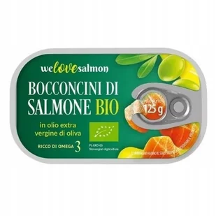 Kawałki łososia w oliwie z oliwek extra virgin BIO 125g /70g We Love Salm - Konserwy i dania rybne - miniaturka - grafika 1