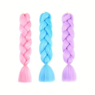 Pozostałe akcesoria fryzjerskie - TEMU 3 szt. Syntetyczne Warkocze do Kucyka dla Dorosłych, Włókno Odporności na Wysoką Temperaturę, Proste Włosy, Styl Sportowy, do Ręcznego Plecenia - miniaturka - grafika 1