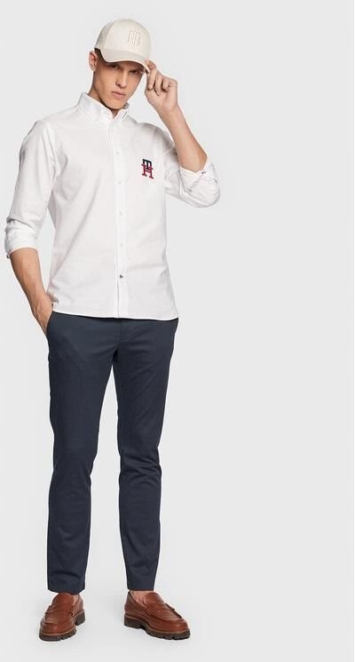 TOMMY HILFIGER ELEGANCKIE GRANATOWE SPODNIE CHINOS BAWEŁNA 33/36 7AA