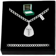 Biżuteria dla dzieci - SREBRNY ŁAŃCUSZEK I MEDALIK JEZUS DLA CHŁOPCA 925 - miniaturka - grafika 1