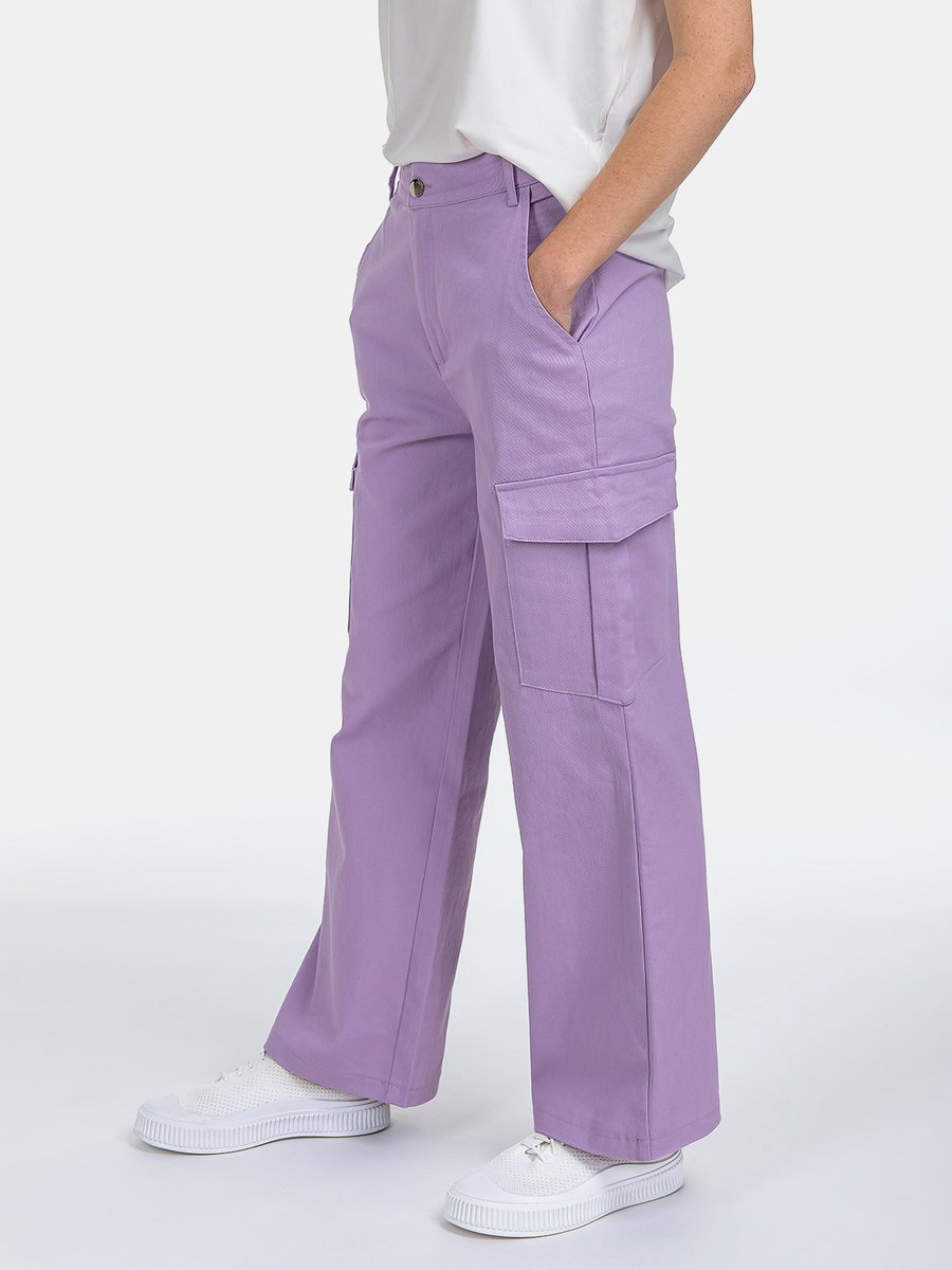Spodnie bawełniane typu cargo L fioletowy