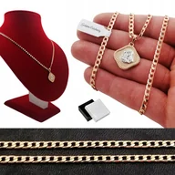 Biżuteria dla dzieci - ZŁOTY ŁAŃCUSZEK PANCERKA+MATKA BOSKA 18K 60CM 3MM - miniaturka - grafika 1