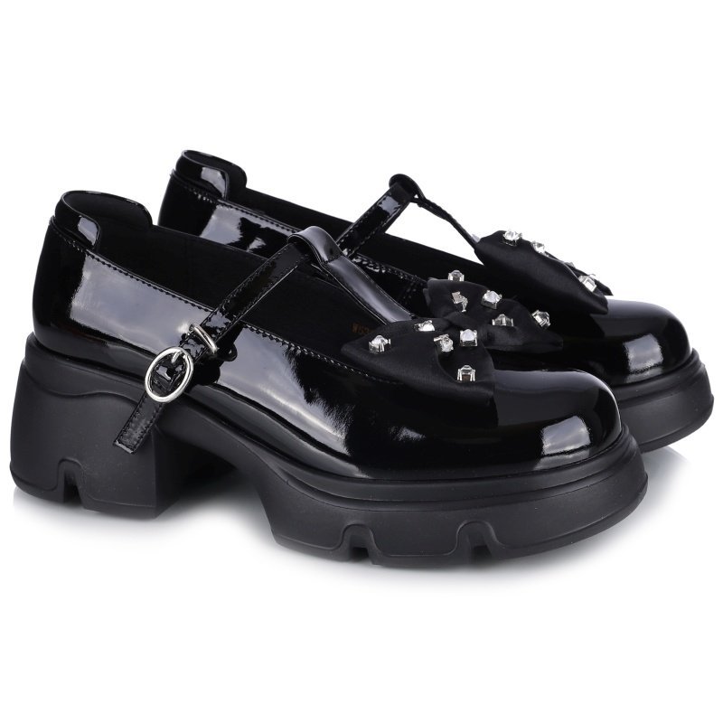 Półbuty damskie z paskiem Loretta Vitale W5330 BLACK R.39