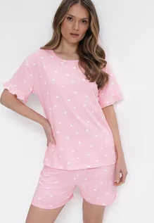 Piżamy damskie - Różowy 2-częściowy Komplet Piżamowy z T-shirtem i Szortami Brionne - grafika 1