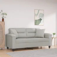 Sofy i kanapy - 2-osobowa sofa z poduszkami, jasnoszara, 140 cm, mikrofibra - miniaturka - grafika 1