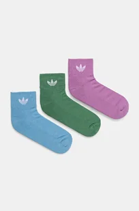 adidas Originals skarpetki 3-pack damskie kolor zielony IX5241 - Skarpetki damskie - miniaturka - grafika 1