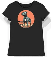 Koszulki i topy damskie - Koszulka damska czarna z nadrukiem wysportowanego szarego pitbulla na polu XL - miniaturka - grafika 1