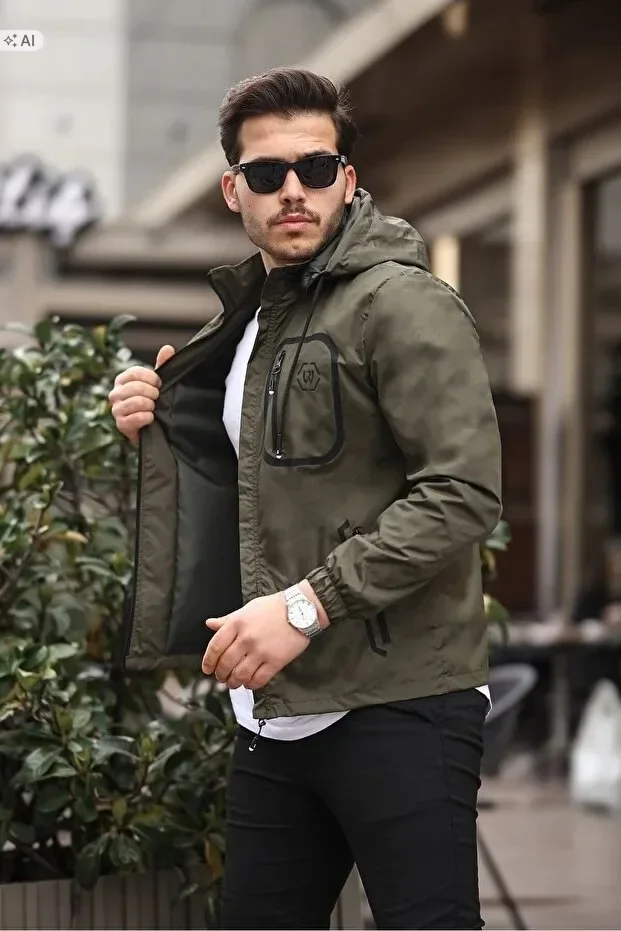 MĘSKA KURTKA SPORTOWA Z KAPTUREM W STYLU CALM XXL 5IA