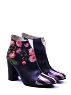 Botki damskie - Goby Botki w kolorze granatowo-różowym na obcasie - miniaturka - grafika 1