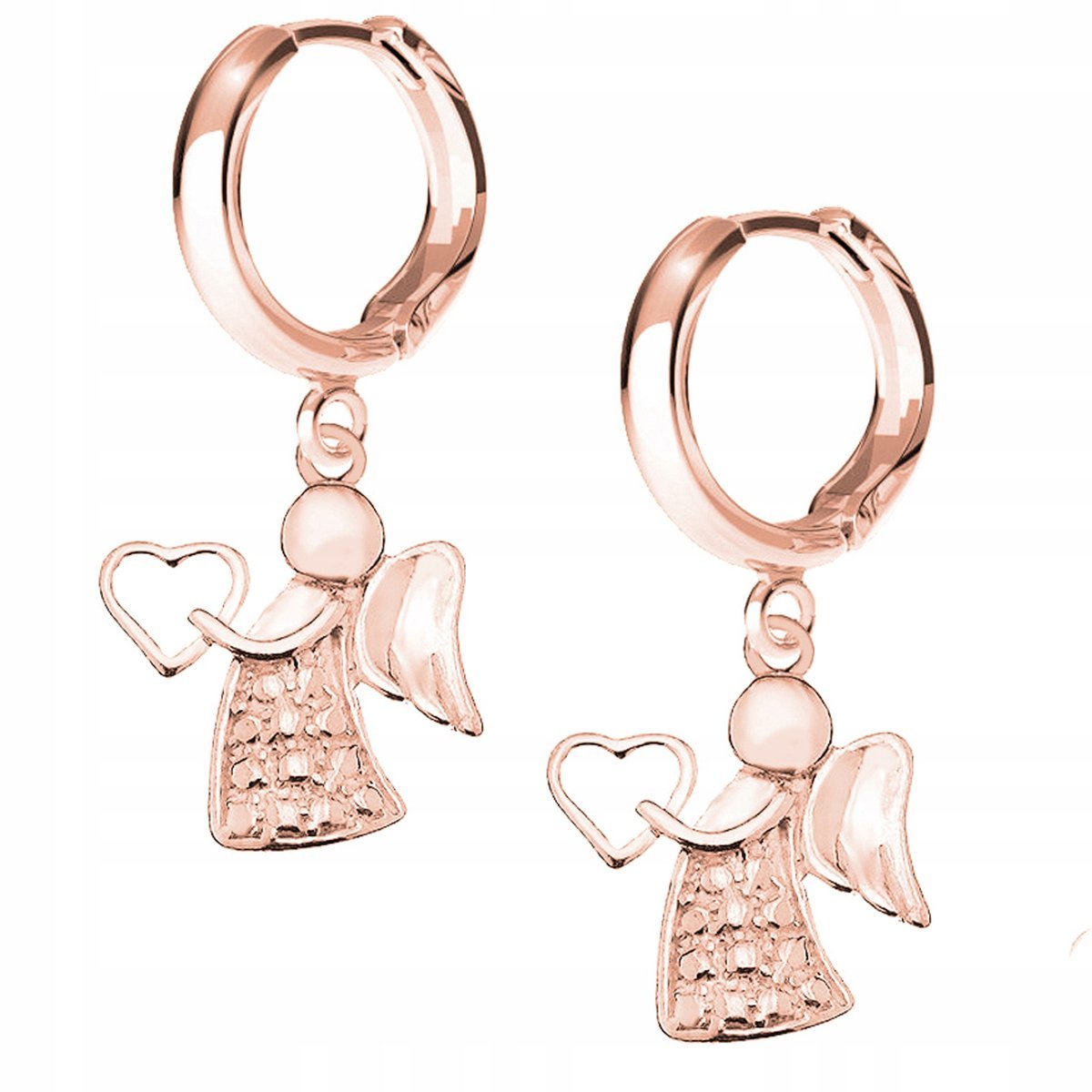 Kolczyki Aniołek Anioł różowe złoto 925