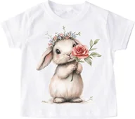 Koszulki dla dziewczynek - Śliczna Koszulka z królikiem - wzór króliczek63 - miniaturka - grafika 1