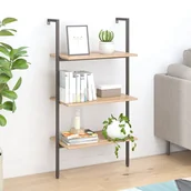 Regały - Regał drabina z 3 półkami, jasnobrązowo-czarny, 64x35x120,5 cm - miniaturka - grafika 1