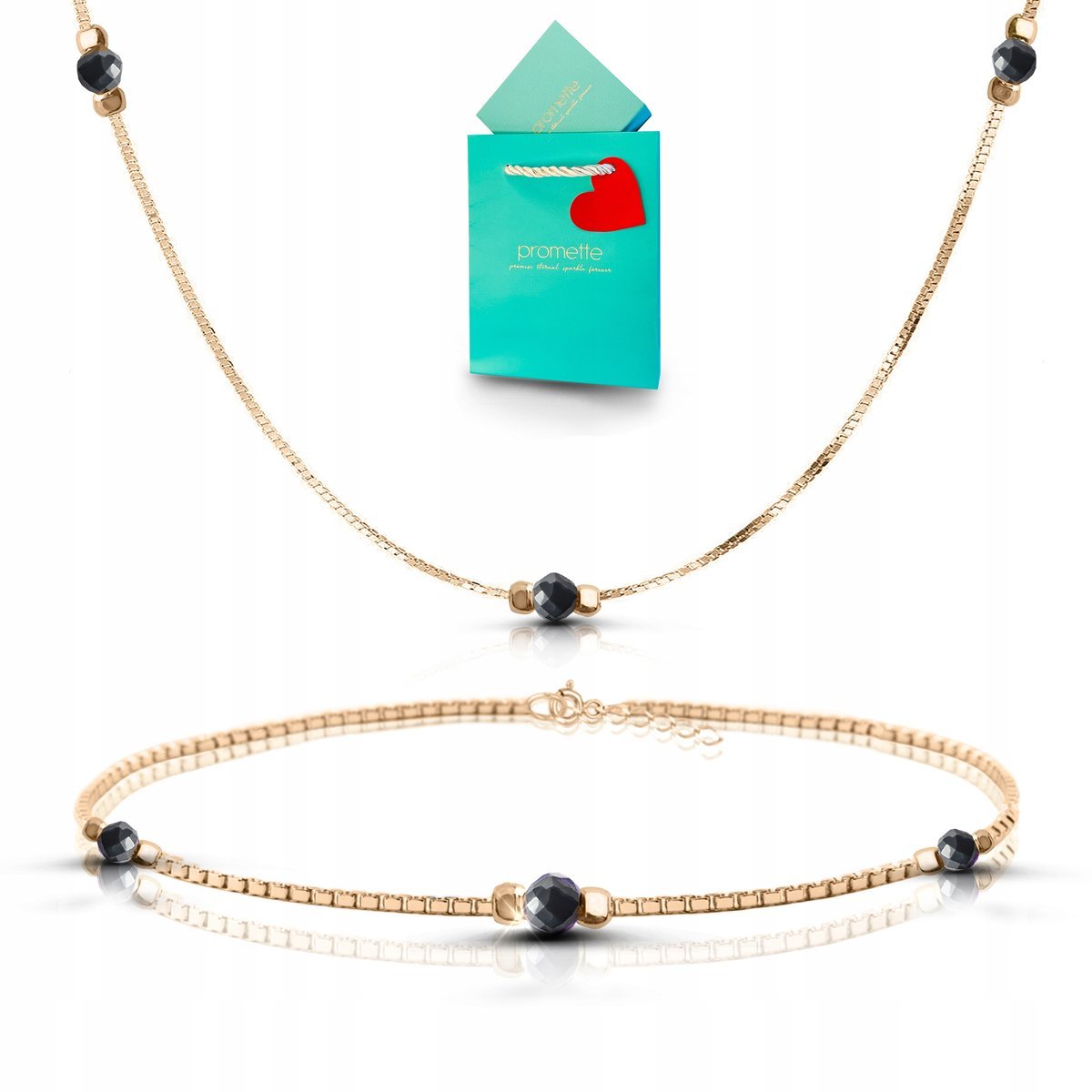 Czarny turmalin bransoletka naszyjnik z turmalinem biżuteria kamień 925