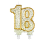 Urodziny dla dorosłych - GoDan Świeczka na tort "18", złoty kontur, 8 cm SF-CZ18 - miniaturka - grafika 1