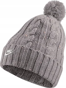 CZAPKA ZIMOWA DAMSKA NIKE 925422-027 SZARA POMPON - Czapki damskie - miniaturka - grafika 1
