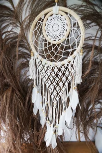 Łapacz Snów Szydełkowy Makrama  Rattan Dream Catcher - Wyposażenie pokoiku dziecięcego - miniaturka - grafika 1