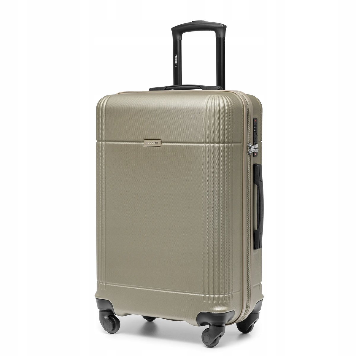 PUCCINI Walizka Średnia Podróżna Na Kółkach Twarda ABS Szampański ABS029B-6C