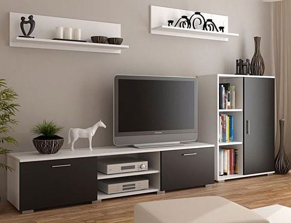 Elior Meblościanka Pixelo 6X - biało-czarna