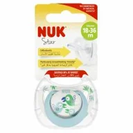 Smoczki uspokajające - Nuk Smoczek uspokajający silikonowy 18-36m Star biało-turkusowy 10739748 - miniaturka - grafika 1