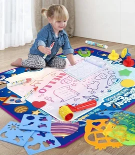 MATA WODNA DO RYSOWANIA 100X80 PIECZĄTKI FORMY PISAKI ZESTAW DLA DZIECI - Maty edukacyjne - miniaturka - grafika 1