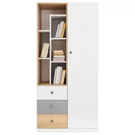 Regały - Regał PX7 Pixel Meblar Dąb Biszkoptowy, Biały Lux, Szary - miniaturka - grafika 1