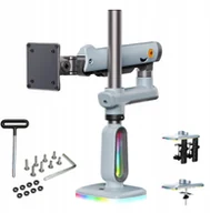 Uchwyty do monitorów - F7-XV Lake Blue Podświetlenie RGB Gamingowy mocny uchwyt biurkowy do dużych monitorów 32-60 cali - miniaturka - grafika 1