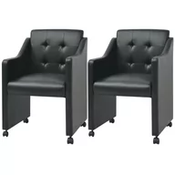 Krzesła - Krzesła do jadalni z czarną eko skórą 2 szt. 59x57,5x86,5 cm - miniaturka - grafika 1