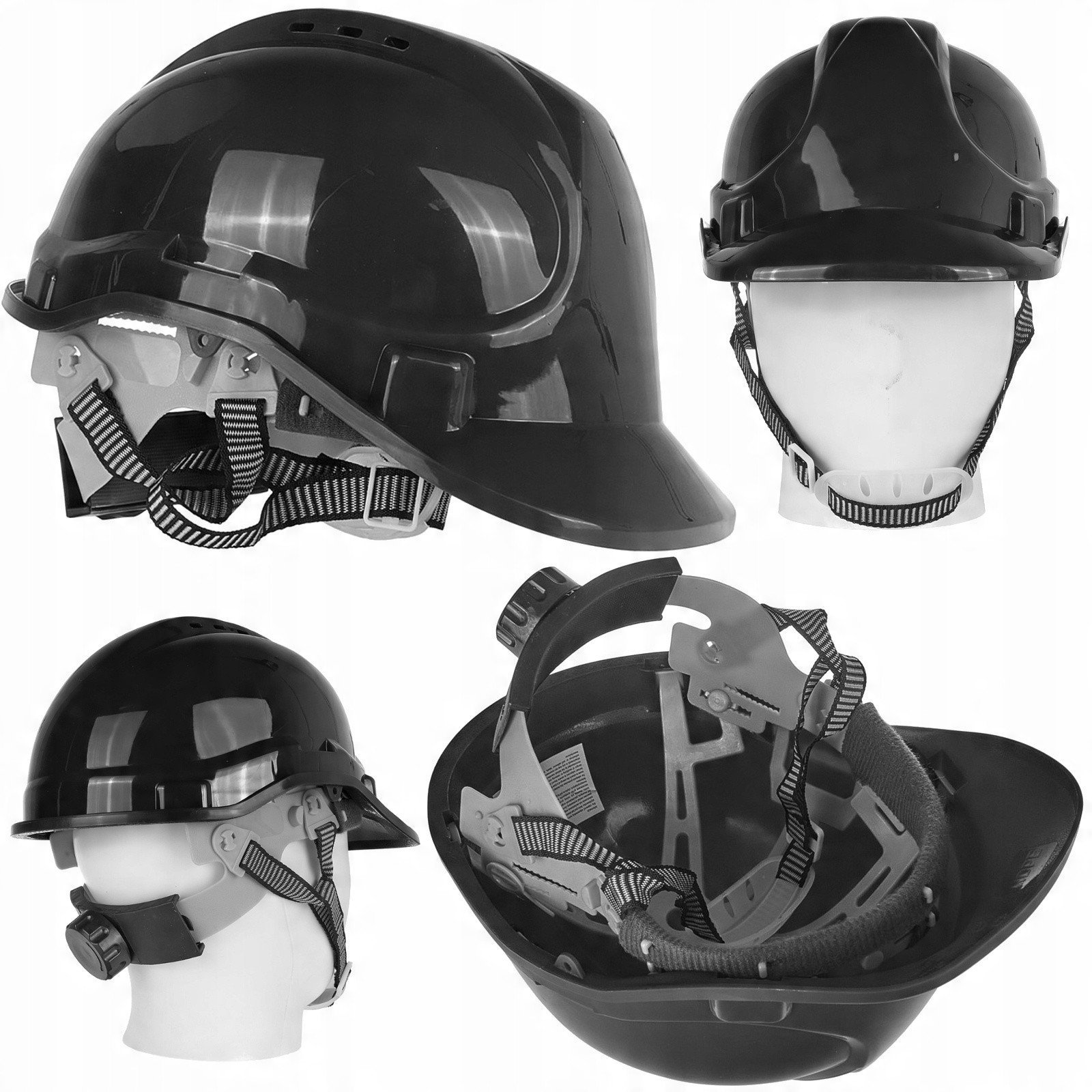 Geko Kask ochronny budowlany BHP regulowany – czarny 50