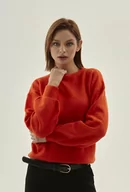 Swetry damskie - Gładki sweter w kolorze soczystej pomarańczy - Femestage - miniaturka - grafika 1
