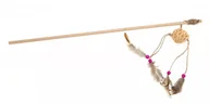 Zabawki dla kotów - ECOMFY Zabawka wędka Gaia z piłką z rattanu, koralikami i piórkami 50 cm - miniaturka - grafika 1
