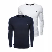 Koszulki męskie - Zestaw longsleeve męski z elastanem biały i granatowy 2-pak Z40 V1 roz. L - miniaturka - grafika 1