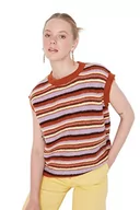 Kamizelki damskie - TRENDYOL Damska kamizelka z okrągłym dekoltem, jednokolorowa, regularna, z dzianiny, brązowa, L, brązowy, L - miniaturka - grafika 1