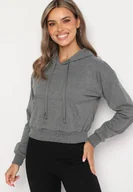 Bluzy damskie - Ciemnoszara Bluza z Dodatkiem Bawełny z Kapturem Wykończona Ściągaczami Evista - miniaturka - grafika 1