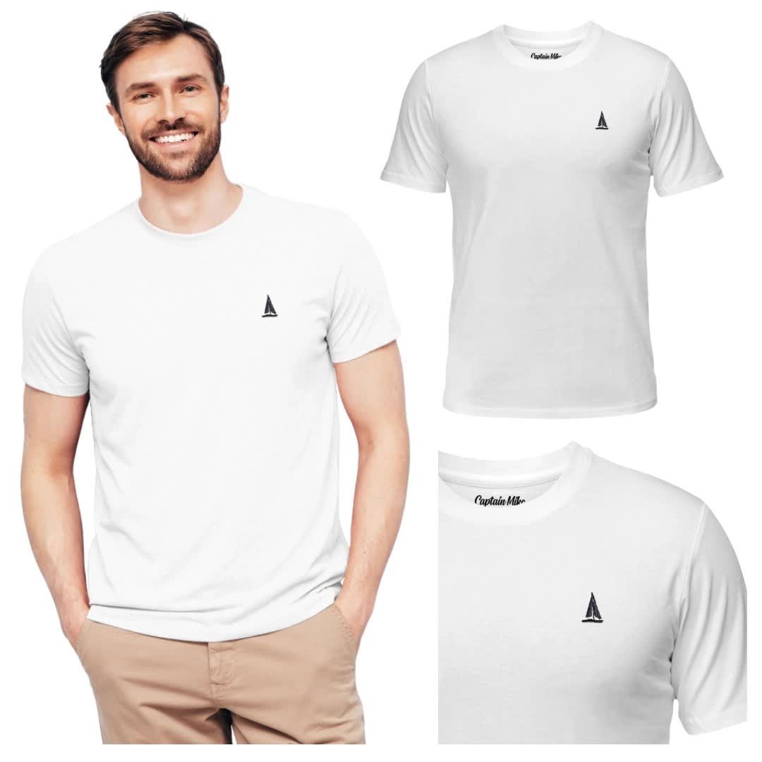 Koszulka męska Z HAFTEM BAWEŁNA TURECKA, T-shirt Captain Mike 5XL