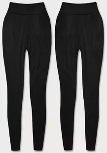 BAWEŁNIANE LEGGINSY CZARNE (YW01001-A1) - J STYLE - Spodnie damskie - miniaturka - grafika 1