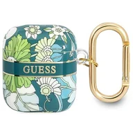 Akcesoria do słuchawek - Etui Guess do AirPods cover zielony/green Flower Strap Collection - miniaturka - grafika 1