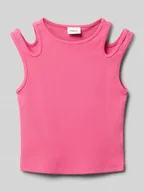 Koszulki dla dziewczynek - Top o kroju slim fit z wycięciami - miniaturka - grafika 1