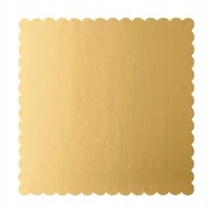 Dodatki do ciast w proszku - Podkład pod tort 25x25cm kwadratowy złoty fala podkładka na ciasto sztywny - miniaturka - grafika 1