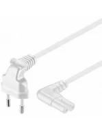 Kable komputerowe i do monitorów - Kabel zasilający kątowy Euro - IEC C7 ósemka 2m, biały - miniaturka - grafika 1